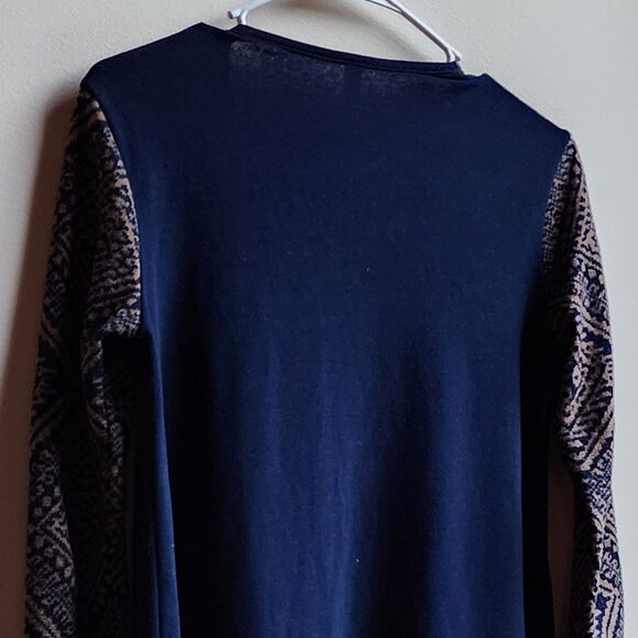 Pink Owl Navy/Tan Aztec Angled Open Cardigan Size Small - Picture 11 of 14